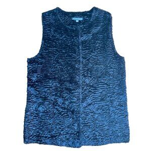 Adrianna Papell EUC Womens Faux Fur Lamb Textured Snap Front Vest Sweater Medium